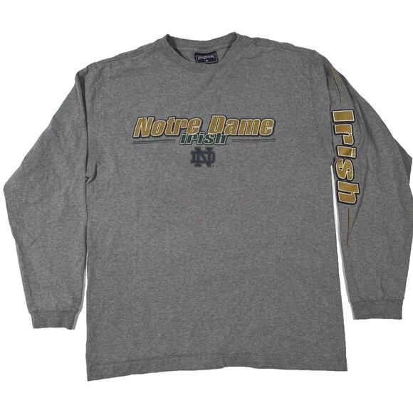 Vintage Y2K Jansport Notre Dame Irish Long Sleeve Tee T-shirt‎ Gray Size M - Picture 1 of 4